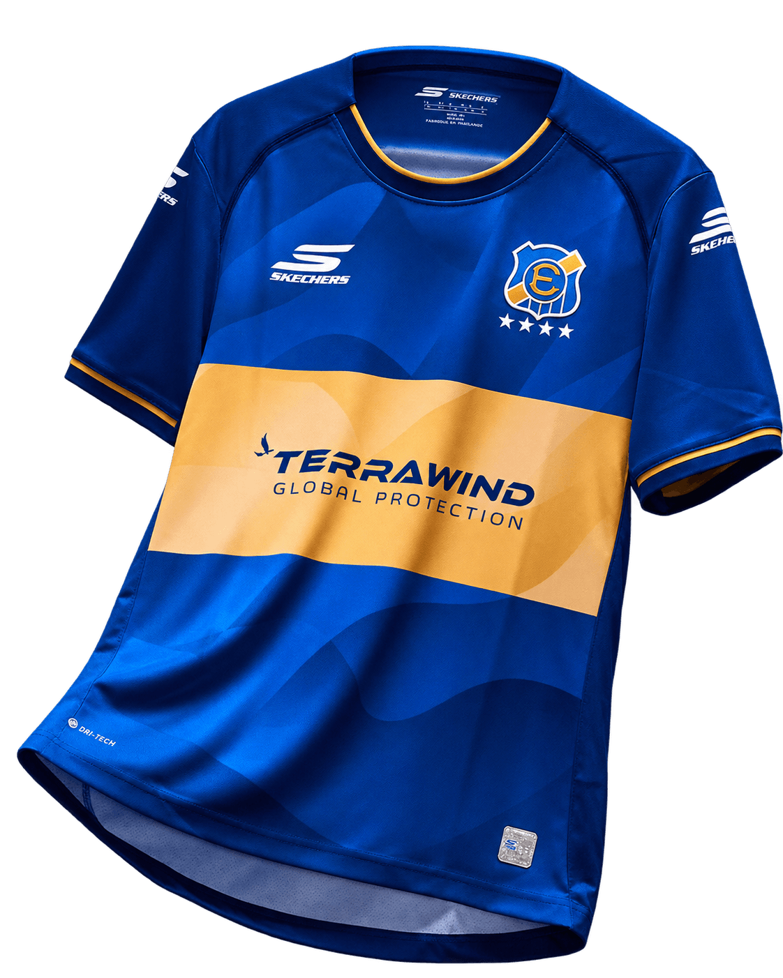 Camiseta local 2026 de Everton, azul con franja dorada